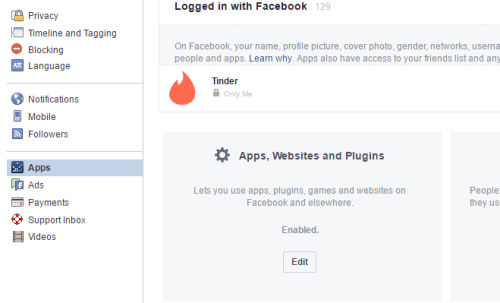 Method 1: To use Tinder without Facebook – Change the priority of the Tinder app in your Facebook account-3 WAYS TO USE TINDER WITHOUT FACEBOOK QUICKLY AND EASILY
