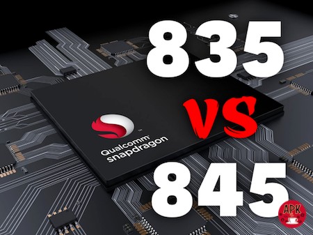 Compare the Snapdragon 845 with the Snapdragon 835