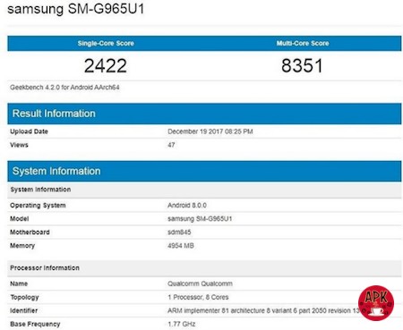 The Snapdragon 845 will appear first on the Galaxy S9/S9+ in the US version. - Compare the Snapdragon 845 with the Snapdragon 835