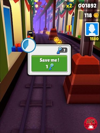 Click the "Save me" button if there is a key-Instructions to get Subway Surfers high scores
