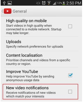 how to turn off youtube notifications 2