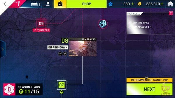 Complete the missions in exchange for flags and cards- Top 5 tips for beginners Asphalt 9