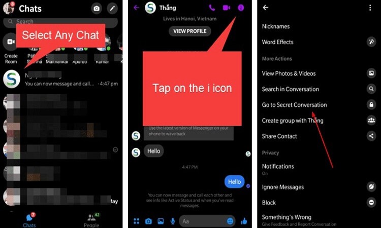  Use the Secret Conversation feature- 4 ways to secure Messenger chat without being read by others