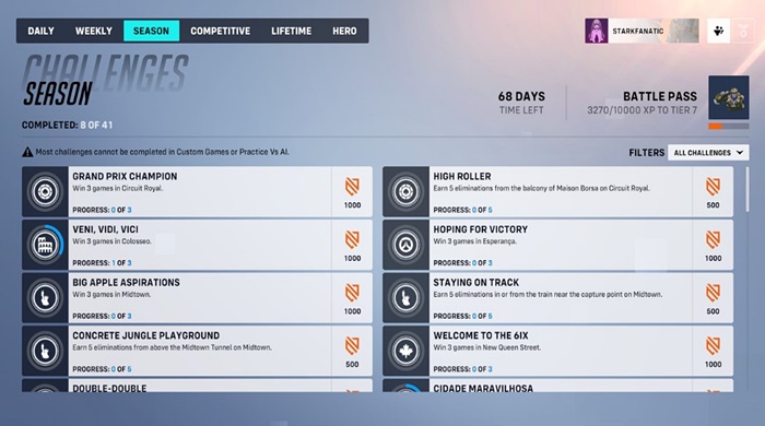 Complete daily and weekly challenges- Guide to playing Overwatch 2 for beginners