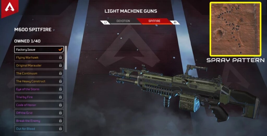 M600 Spitfire - Light Machine Guns- Top guns easy to play for newbies in Apex Legends