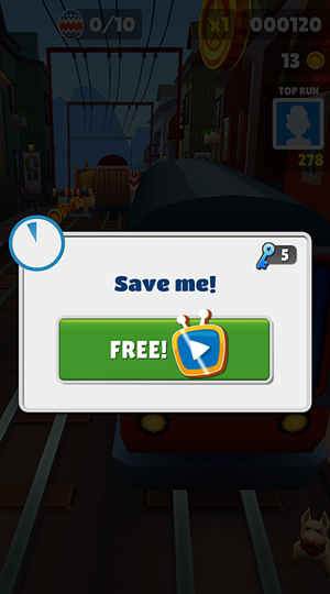 Click "Save me" if there is a lock-8 tips to get a high score in Subway Surfers 9