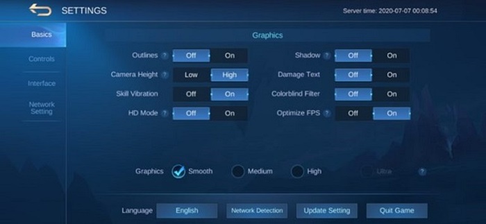 step 2-Configure in-game settings- Mobile Legends: Bang Bang – Guide to reduce lag and fix ping