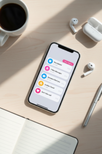 Smartphone with multiple dating app notifications showing match overload and message fatigue, modern online dating scene.