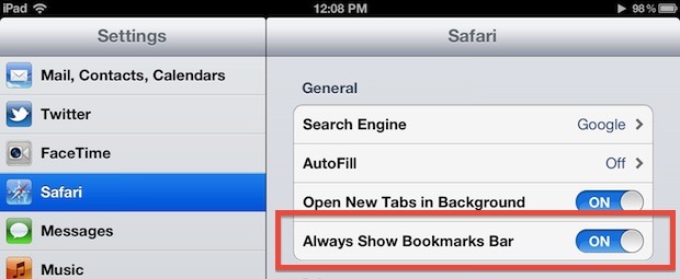 Activate Bookmarks bar-Softwares Safari Safari Software iphone
