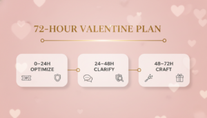72-hour checklist infographic for planning successful Valentine dating strategies with intention and clarity