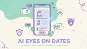 Infographic illustrating data breach risks and crowdsourced gossip dangers in AI dating apps like Tea.