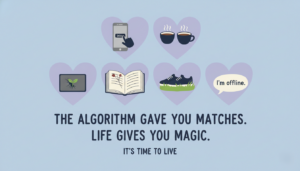 Minimalist 2D heart illustration showing self-care steps when you ditch dating apps, inspired by simple hand-drawn art.