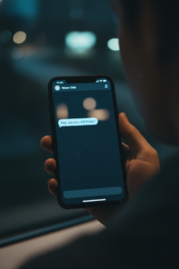 Phone screen showing unanswered messages and ghosting moment, expressing confusion after dating app silence.