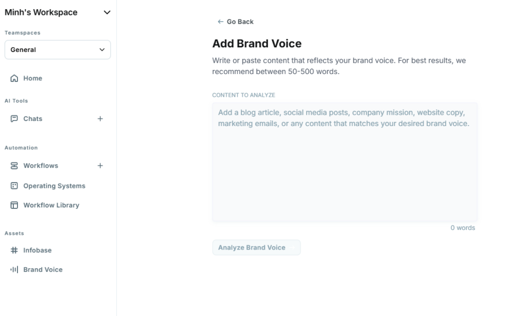 Setting Up Brand Voice