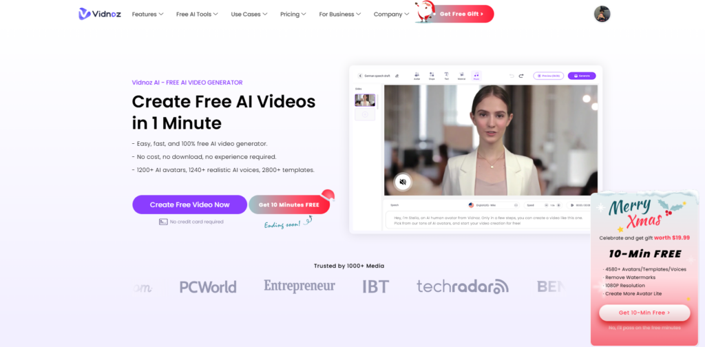 Vidnoz AI website