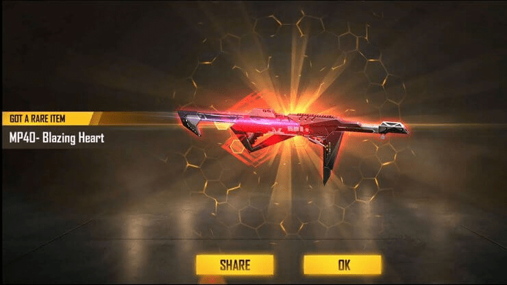 Skin Blazing Heart for MP40 in Free Fire- Fire- Free Fire: Which MP40 skin is the best?