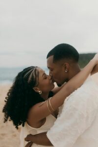 Black Gen Z couple sharing a tender moment, symbolizing emotionally mature relationships from dating with intention in 2026