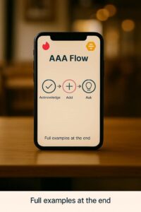 “Infographic of AAA: Acknowledge → Add → Ask.”